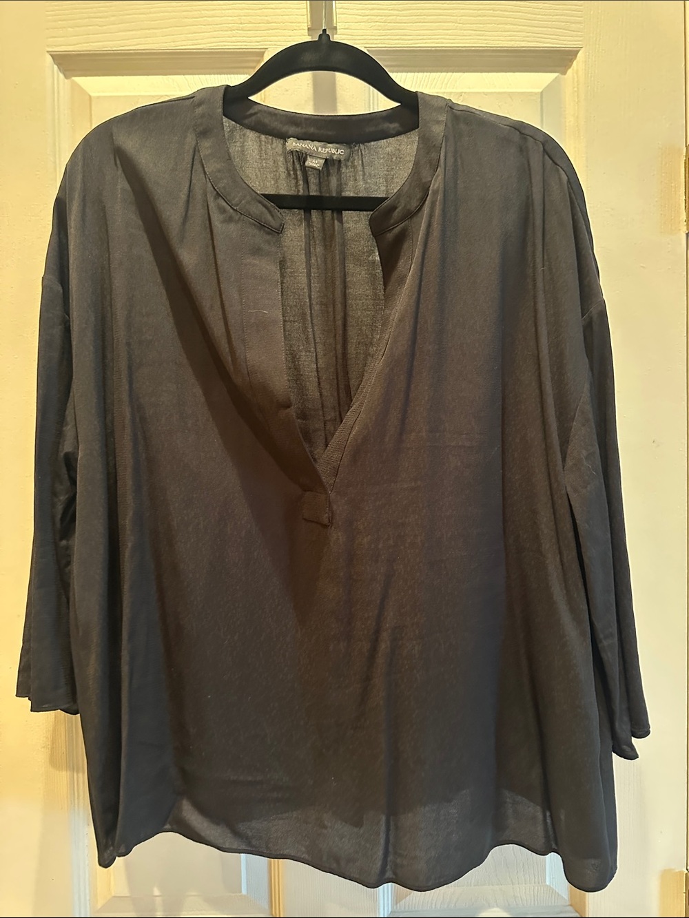 Banana Republic Black Sheer V-Neck Women's Blouse